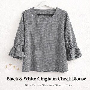 Gingham Check Blouse - Black & White